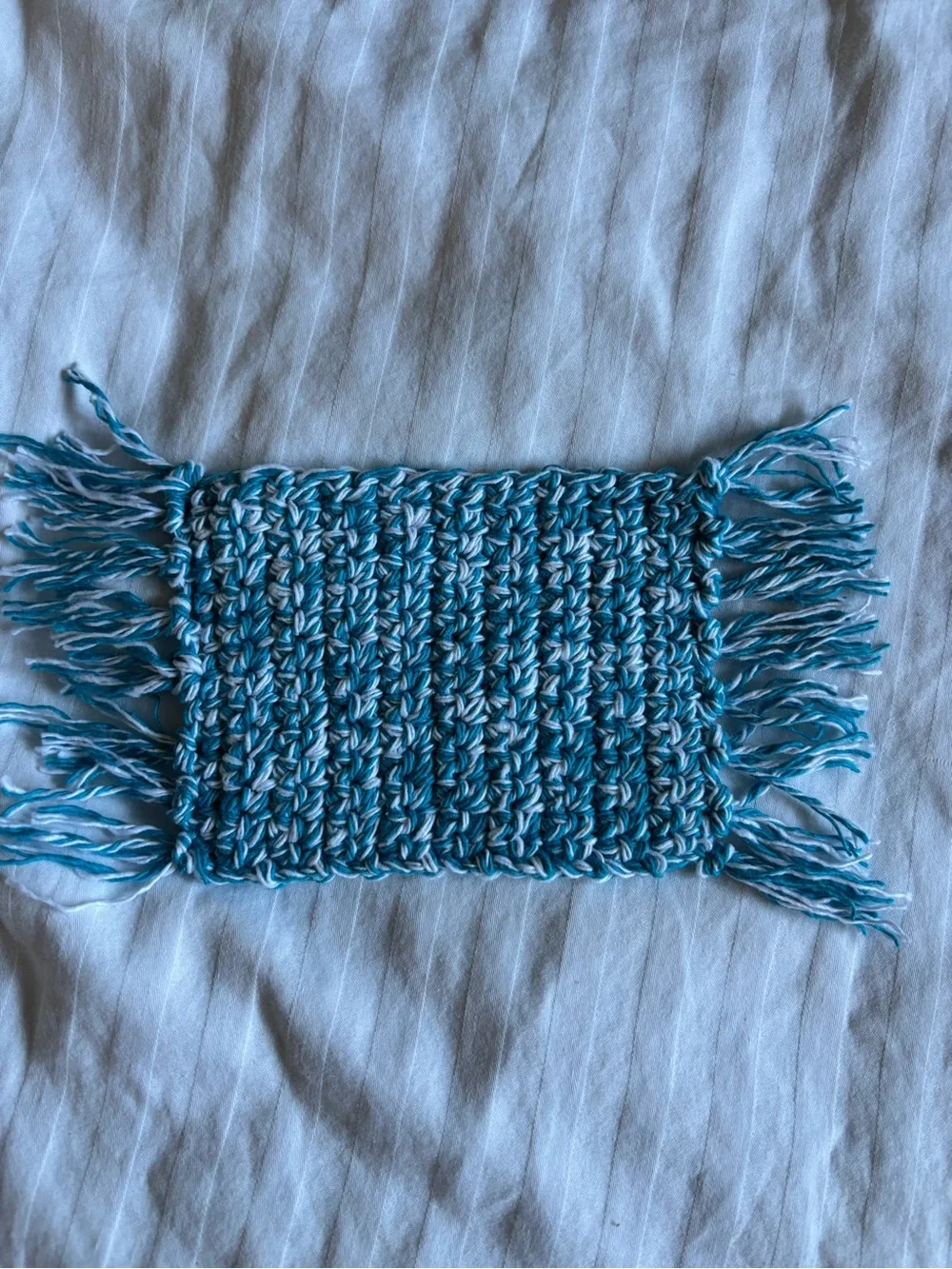 Handcrafted Blue Cotton Crochet Coasters - Set of 4